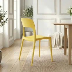 Sedia da pranzo impilabile moderna polipropilene gialla Halyard