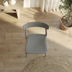 Sedia da pranzo impilabile moderna in polipropilene grigio Hans