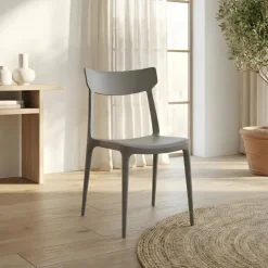 Sedia da pranzo impilabile moderna in polipropilene grigio Hans
