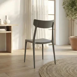 Sedia da pranzo impilabile moderna in polipropilene grigio Hans