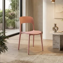 Sedia da pranzo impilabile moderna polipropilene rosa Halyard-C