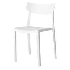 Sedia da pranzo impilabile moderna in polipropilene bianco Hans