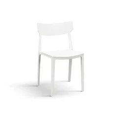 Sedia da pranzo impilabile moderna in polipropilene bianco Hans