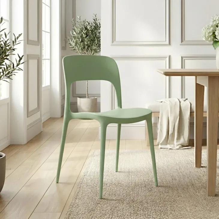 Sedia da pranzo impilabile moderna polipropilene verde salvia Halyard