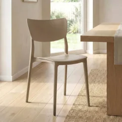 Sedia da pranzo impilabile polipropilene beige tortora Tania