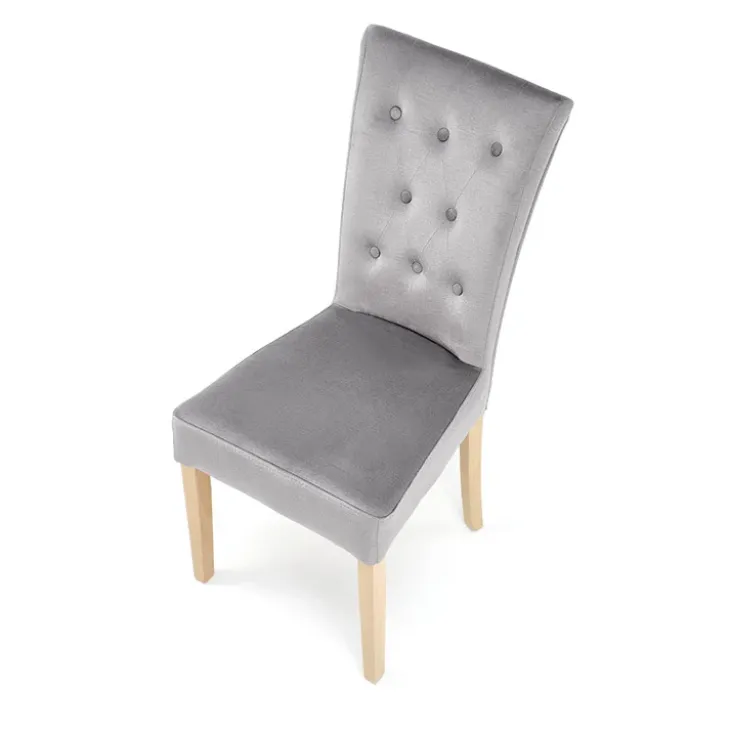 Sedia da pranzo in velluto rovere chiaro grigio chiaro Vaduz