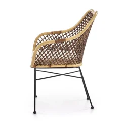 Sedia da pranzo moderna in rattan marrone Polla
