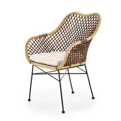 Sedia da pranzo moderna in rattan marrone Polla