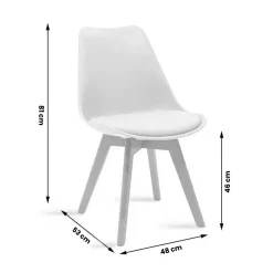 Sedia da pranzo scandinava polipropilene beige cuscino similpelle gambe legno Riccia