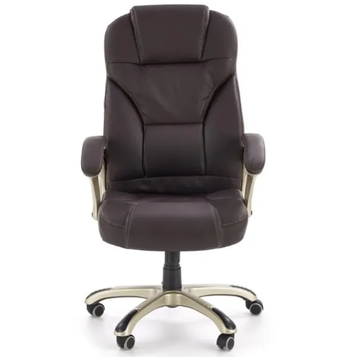 Sedia da ufficio classica in ecopelle marrone ottone Eclipse