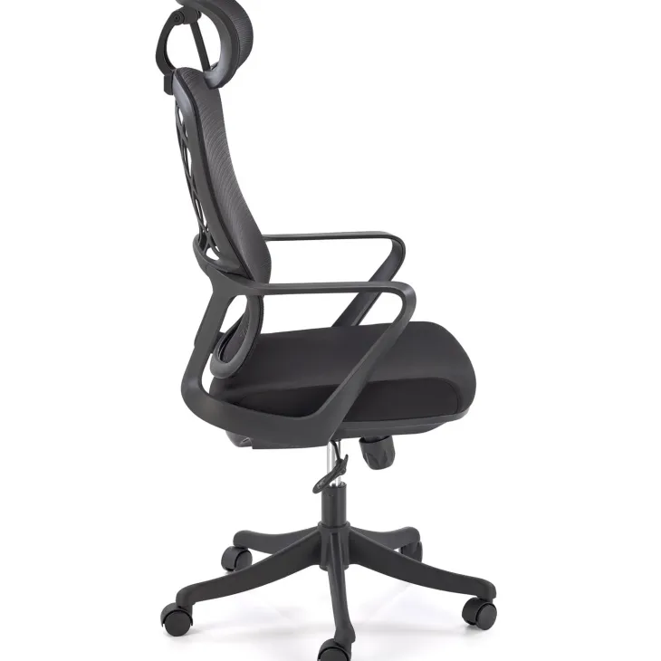 Sedia da ufficio con braccioli e ruote regolabile nero Obsidian
