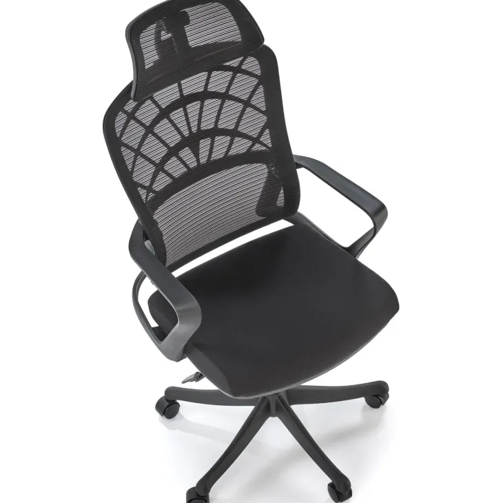 Sedia da ufficio con braccioli e ruote regolabile nero Obsidian