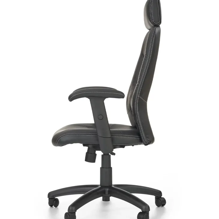 Sedia da ufficio con braccioli e poggiatesta regolabili in ecopelle nero Neon