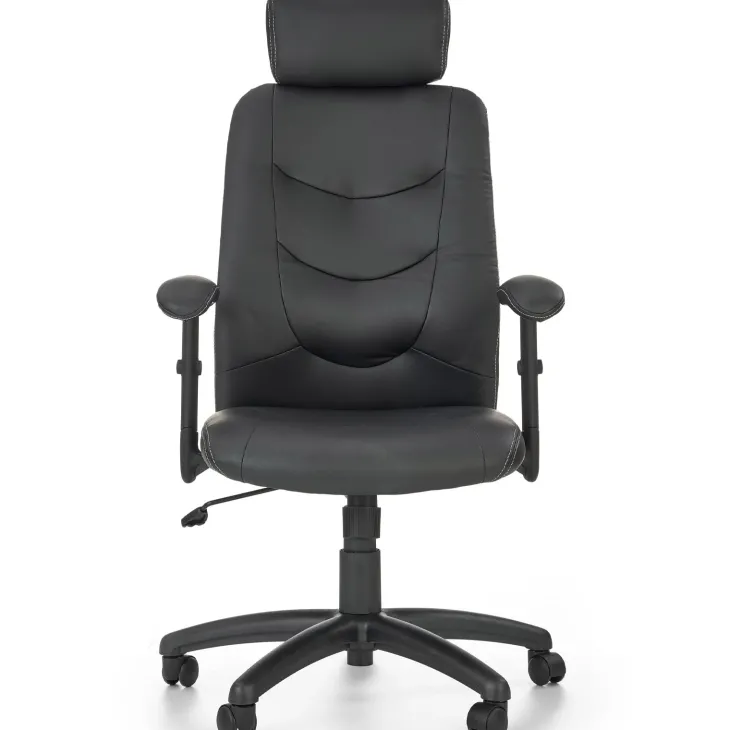 Sedia da ufficio con braccioli e poggiatesta regolabili in ecopelle nero Neon