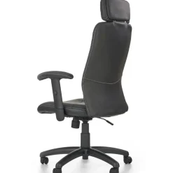 Sedia da ufficio con braccioli e poggiatesta regolabili in ecopelle nero Neon