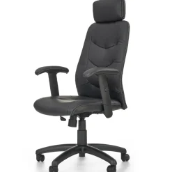 Sedia da ufficio con braccioli e poggiatesta regolabili in ecopelle nero Neon