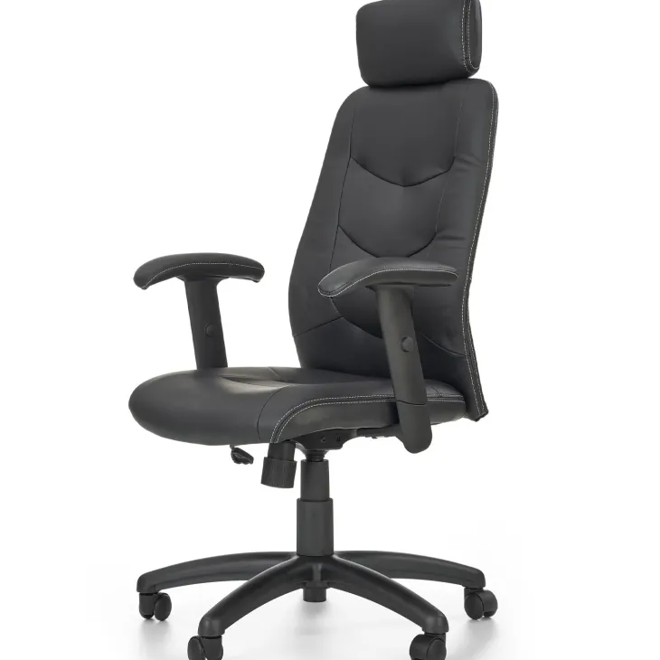 Sedia da ufficio con braccioli e poggiatesta regolabili in ecopelle nero Neon