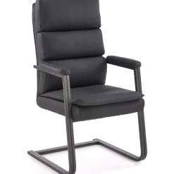 Sedia da ufficio con braccioli moderna in ecopelle nero Andrada