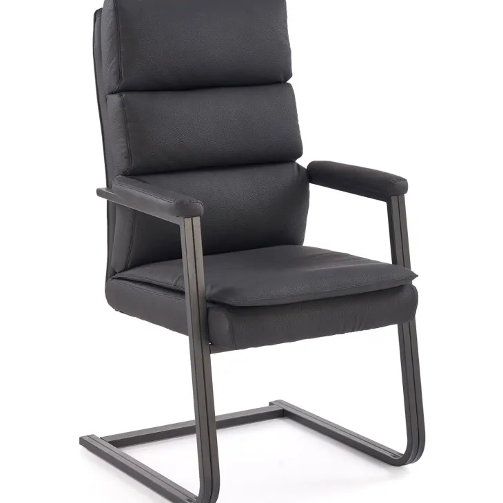 Sedia da ufficio con braccioli moderna in ecopelle nero Andrada