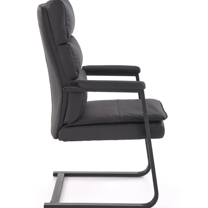 Sedia da ufficio con braccioli moderna in ecopelle nero Andrada