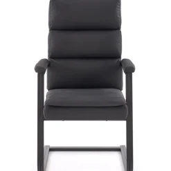 Sedia da ufficio con braccioli moderna in ecopelle nero Andrada