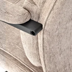 Sedia da ufficio con ruote e braccioli in tessuto beige Yara