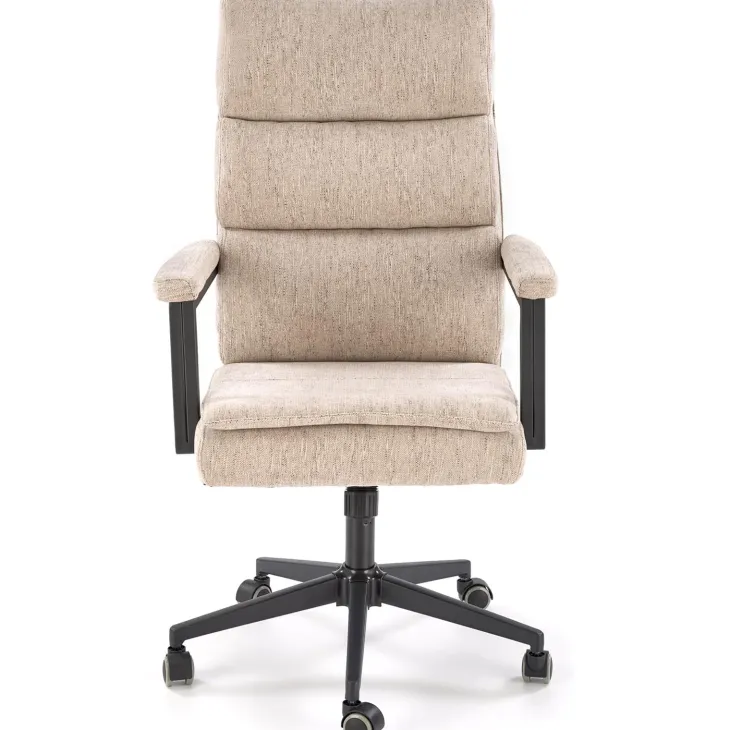 Sedia da ufficio con ruote e braccioli in tessuto beige Yara