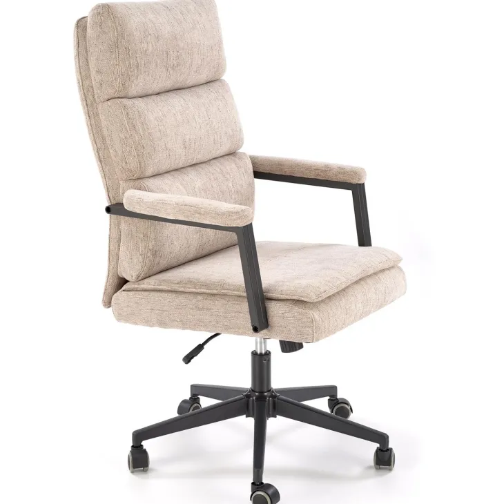 Sedia da ufficio con ruote e braccioli in tessuto beige Yara