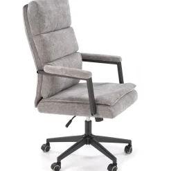 Sedia da ufficio con ruote e braccioli in tessuto grigio Yara