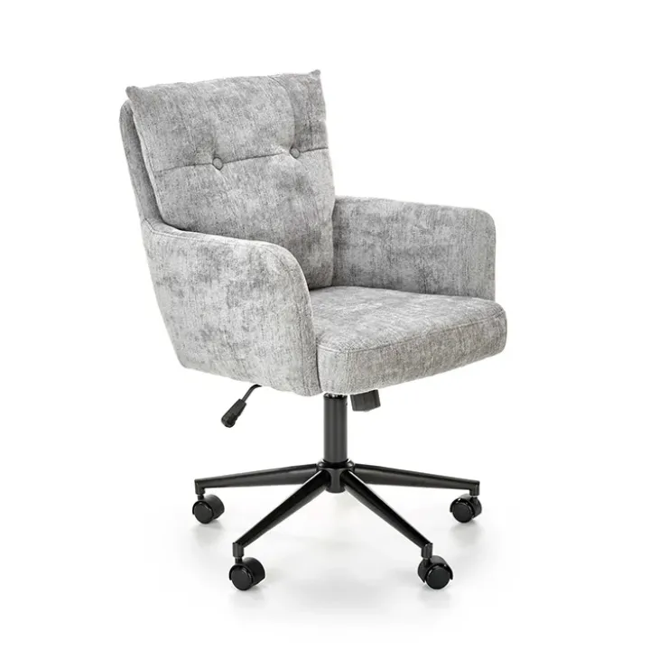Sedia da ufficio con ruote in tessuto grigio chiaro Tadea