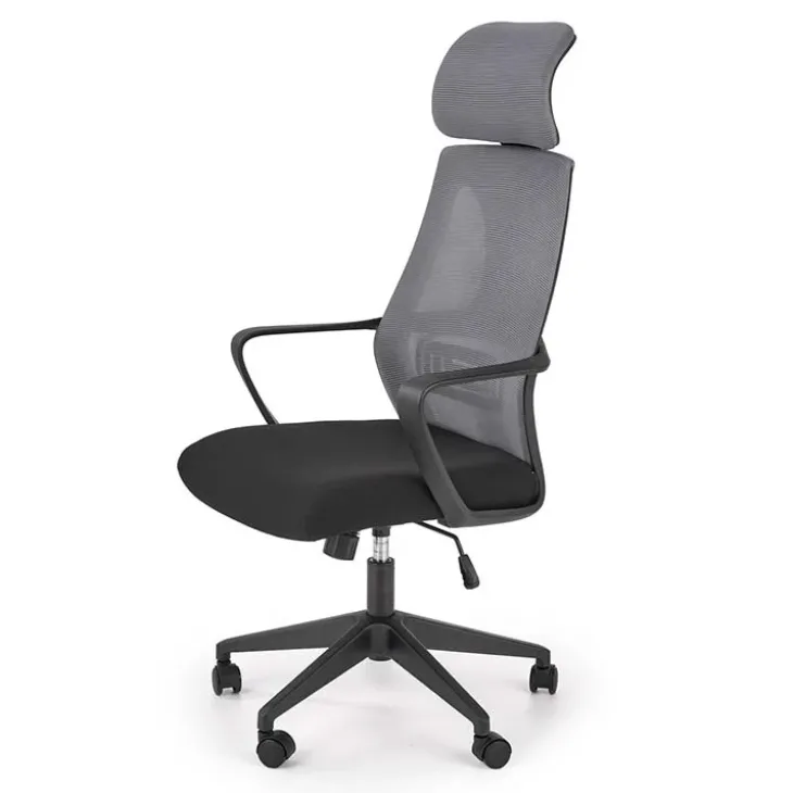 Sedia da ufficio con ruote in tessuto rete grigio nero Clay