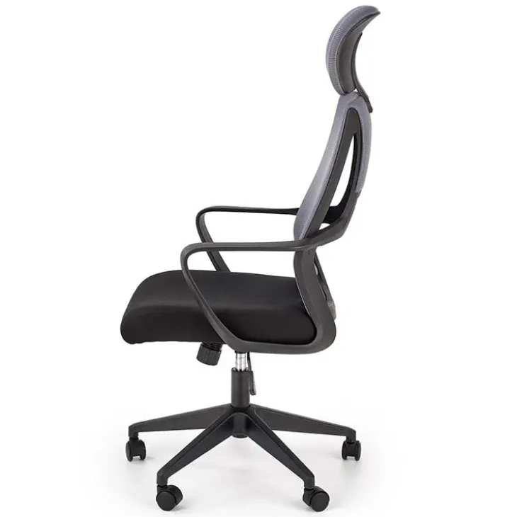 Sedia da ufficio con ruote in tessuto rete grigio nero Clay