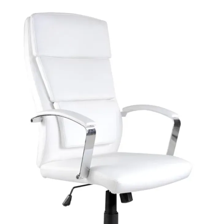 Sedia da ufficio design con ruote in ecopelle bianco Cascada
