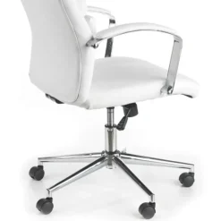 Sedia da ufficio design con ruote in ecopelle bianco Cascada