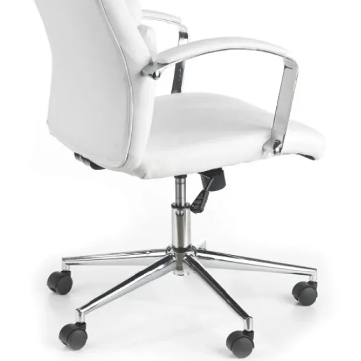 Sedia da ufficio design con ruote in ecopelle bianco Cascada