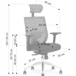Sedia da ufficio ergonomica con ruote e braccioli regolabili tessuto grigio nero Speed