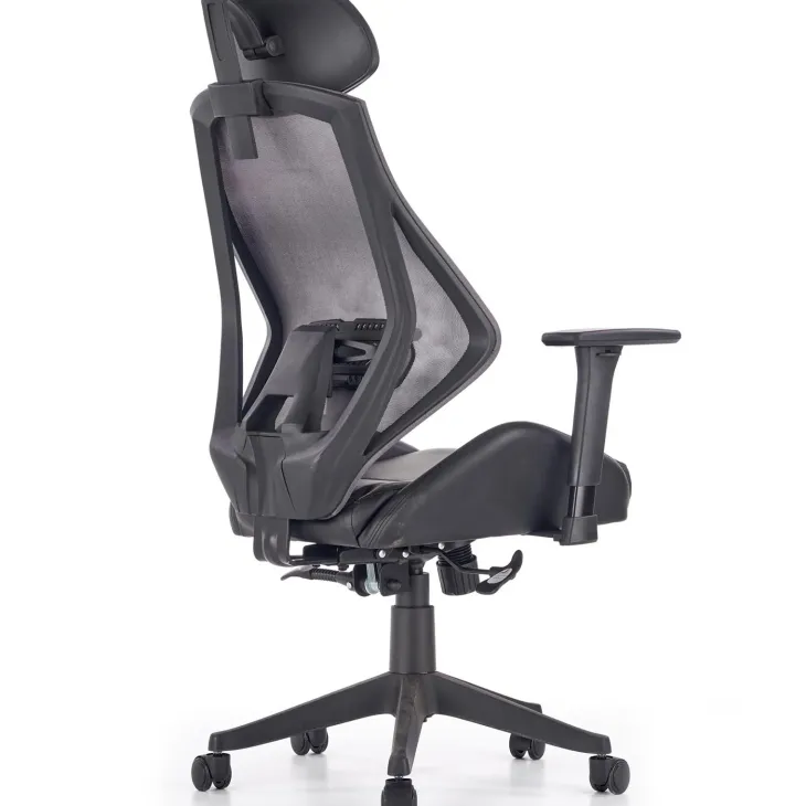 Sedia da ufficio ergonomica con ruote e braccioli regolabile in ecopelle nero antracite Mia
