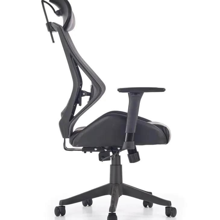 Sedia da ufficio ergonomica con ruote e braccioli regolabile in ecopelle nero antracite Mia