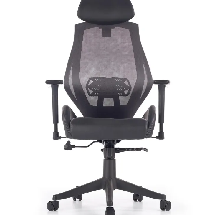 Sedia da ufficio ergonomica con ruote e braccioli regolabile in ecopelle nero antracite Mia