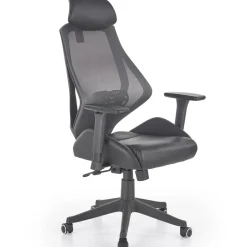 Sedia da ufficio ergonomica con ruote e braccioli regolabile in ecopelle nero antracite Mia