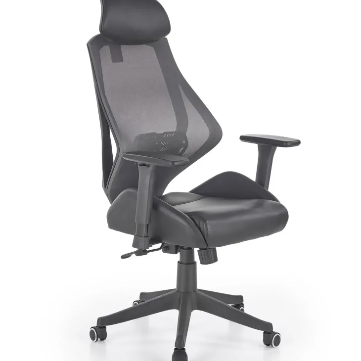 Sedia da ufficio ergonomica con ruote e braccioli regolabile in ecopelle nero antracite Mia