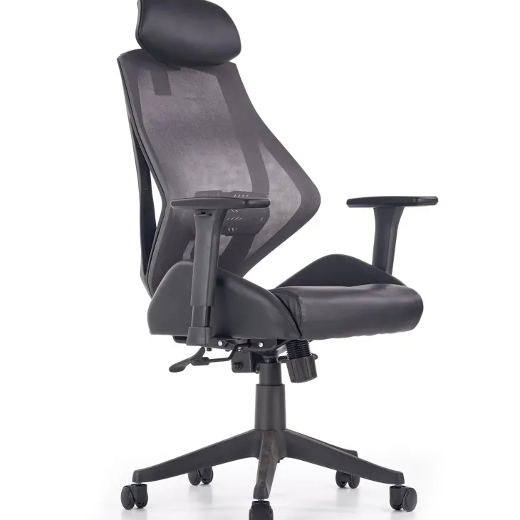 Sedia da ufficio ergonomica con ruote e braccioli regolabile in ecopelle nero antracite Mia