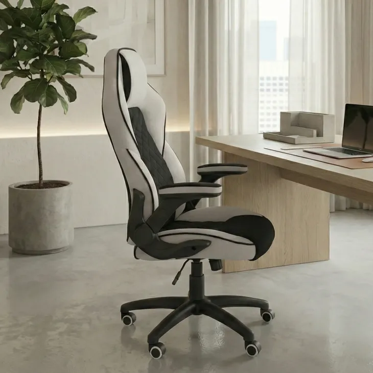 Sedia da ufficio gaming con braccioli regolabili nero grigio Dodge Gihome®
