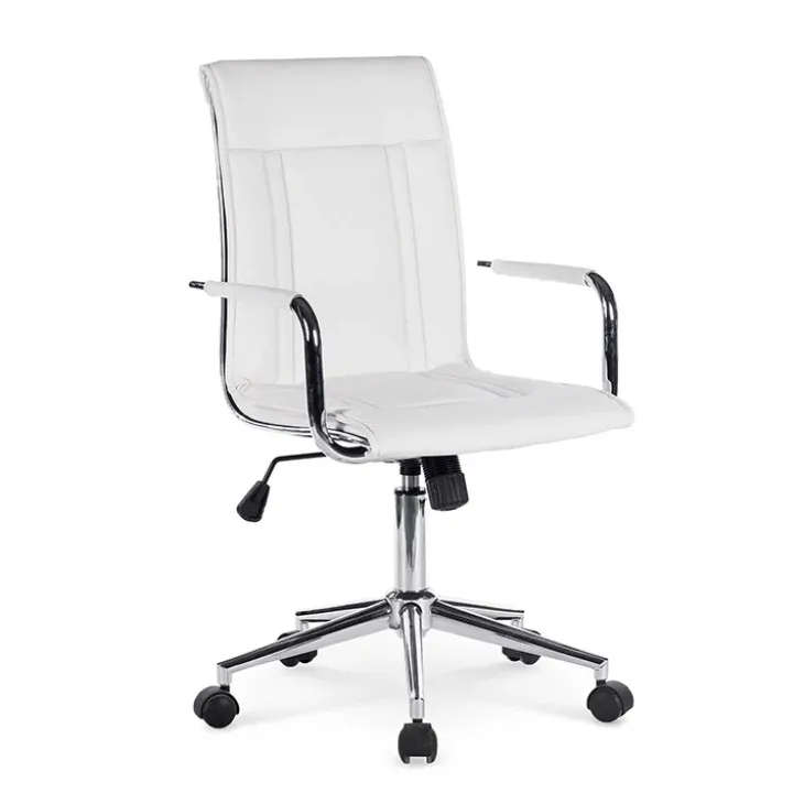 Sedia da ufficio girevole in ecopelle bianco Uncino