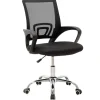 Sedia da ufficio girevole in tessuto con ruote e struttura nera Mesh