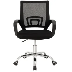 Sedia da ufficio girevole in tessuto con ruote e struttura nera Mesh