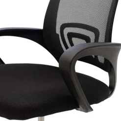 Sedia da ufficio girevole in tessuto con ruote e struttura nera Mesh