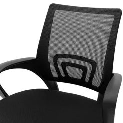 Sedia da ufficio girevole in tessuto con ruote e struttura nera Mesh