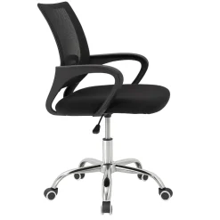Sedia da ufficio girevole in tessuto con ruote e struttura nera Mesh