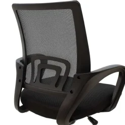 Sedia da ufficio girevole in tessuto con ruote e struttura nera Mesh